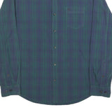 TIMBERLAND Mens Blue Green Check Shirt L Casual Cotton Blend Button Shirt