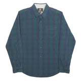 TIMBERLAND Mens Blue Green Check Shirt L Casual Cotton Blend Button Shirt