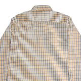 RENATO CAVALI Mens Beige Check Shirt XL Cotton Long Sleeve Button Collar