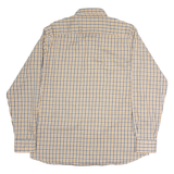 RENATO CAVALI Mens Beige Check Shirt XL Cotton Long Sleeve Button Collar