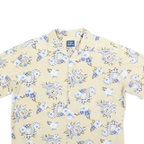HIGH SIERRA Mens Beige & Blue Floral Pattern Cotton Blend Short Sleeve Shirt L