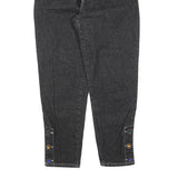 IN FASHION Womens Jeans Black Regular Tapered Denim Medium W26 L28 Button Detail