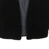 Womens Black Faux Fur Cropped Jacket L Polyester Blend Plush Soft Outerwear
