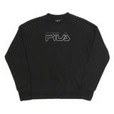 FILA Womens Black Crystal Logo Crew Neck XS Sweatshirt Cotton Blend Casual