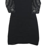 DESIGUAL Womens Black Bodycon Woven Floral 3/4 Sleeve Midi XL Dress Stylish