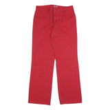 DICKIES Womens Cotton Blend Red Relaxed Straight Trousers W30 L30 Casual Zip
