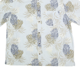 CROFT & BARROW Mens White & Beige Leaf Print Shirt XL Summer Casual Cotton