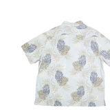 CROFT & BARROW Mens White & Beige Leaf Print Shirt XL Summer Casual Cotton