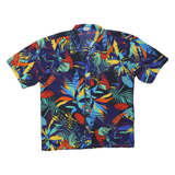 Mens Black & Multicolour Pattern Short Sleeve Shirt XL Polyester Casual Summer