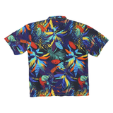 Mens Black & Multicolour Pattern Short Sleeve Shirt XL Polyester Casual Summer