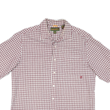TIMBERLAND Mens Red & White Checked Short Sleeve Shirt L Cotton Blend Casual
