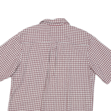 TIMBERLAND Mens Red & White Checked Short Sleeve Shirt L Cotton Blend Casual