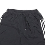 ADIDAS Mens Black Casual Shorts M W28 Polyester Drawstring Waist