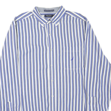 NAUTICA Mens Blue & White Striped Shirt L Classic Cotton Blend Long Sleeve