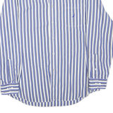 NAUTICA Mens Blue & White Striped Shirt L Classic Cotton Blend Long Sleeve