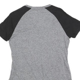 MAJESTIC Womens Grey & Black Graphic T-Shirt S Short Sleeve V-Neck Comfortable
