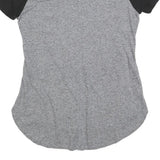 MAJESTIC Womens Grey & Black Graphic T-Shirt S Short Sleeve V-Neck Comfortable