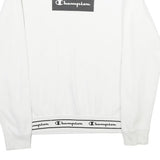 CHAMPION Mens White Cotton Blend Sweatshirt S Crew Neck Pullover Logo Print