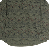 WOOLRICH Mens Green Cotton Patterned Shirt L Button Collar Long Sleeve Casual