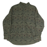 WOOLRICH Mens Green Cotton Patterned Shirt L Button Collar Long Sleeve Casual