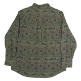 WOOLRICH Mens Green Cotton Patterned Shirt L Button Collar Long Sleeve Casual