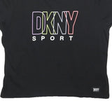 DKNY Womens Black XS Short Sleeve Crew Neck Graphic T-Shirt Sport Logo