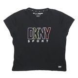 DKNY Womens Black XS Short Sleeve Crew Neck Graphic T-Shirt Sport Logo
