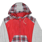 ARGEE Mens Red & Grey Hoodie Jacket L Polyester Blend Plain Zip Casual Lightwear