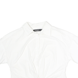 LAUREN RALPH LAUREN Womens White Knot Front Cotton Shirt Short Sleeve Collared