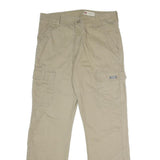 WRANGLER Mens Cotton Blend Beige Relaxed Straight Trousers W32 L32 Cargo Pockets