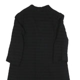 Womens Black Button Jacket M Textured Long Sleeve Classic Fit Plain