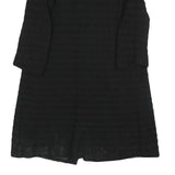 Womens Black Button Jacket M Textured Long Sleeve Classic Fit Plain