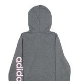 ADIDAS Womens Grey Hoodie S Zip Up Pink Logo Sleeve
