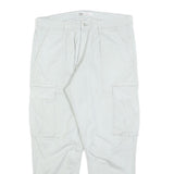 ZARA Womens Cotton Blend White Regular Cargo Trousers W34 L26 Casual Zip