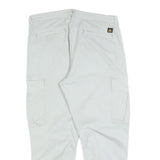 ZARA Womens Cotton Blend White Regular Cargo Trousers W34 L26 Casual Zip