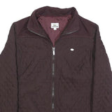 LACOSTE Womens Maroon Quilted Polyester Jacket S Zip Closure Stylish