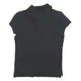 TOMMY HILFIGER Womens Black Short Sleeve Polo Shirt M Cotton Blend Classic