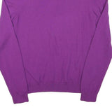CALVIN KLEIN Mens Purple Plain Jumper V-Neck Basic Knit M Cotton Blend Soft Fit