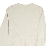 Womens Cream Cotton Blend Button Jacket L Plain Classic Stylish Lightweight
