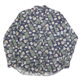 DOCKERS Mens Blue & Green Patterned Cotton Shirt M Casual Button Front
