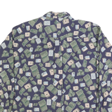DOCKERS Mens Blue & Green Patterned Cotton Shirt M Casual Button Front