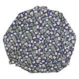 DOCKERS Mens Blue & Green Patterned Cotton Shirt M Casual Button Front