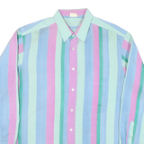 JOSEF & BRIGITTE Mens Pastel Blue Green Pink Stripe Shirt XL Long Sleeve Cotton
