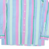 JOSEF & BRIGITTE Mens Pastel Blue Green Pink Stripe Shirt XL Long Sleeve Cotton