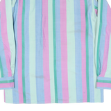 JOSEF & BRIGITTE Mens Pastel Blue Green Pink Stripe Shirt XL Long Sleeve Cotton