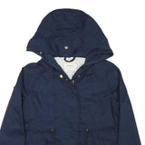 ZARA BASIC Womens Navy Blue Jacket S Cotton Blend Zip Hooded Casual Outerwear