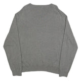 POLO RALPH LAUREN Mens Grey Plain V-Neck Basic Knit Jumper L Cotton Casual