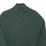 POLO RALPH LAUREN Mens Green Cotton Blend Patterned Jumper 1/4 Zip M