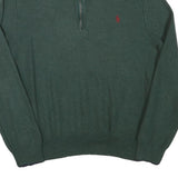 POLO RALPH LAUREN Mens Green Cotton Blend Patterned Jumper 1/4 Zip M