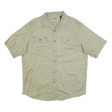WRANGLER Mens Beige Casual Cotton Blend Shirt L Button Pocket Style